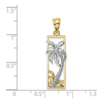 14K Two-Tone Gold Palm Tree Frame Pendant – view 5