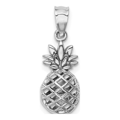 14K White Gold 3-D Pineapple Pendant