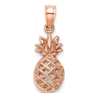 14K Rose Gold 3-D Pineapple Pendant – view 4