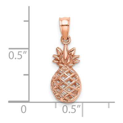 14K Rose Gold 3-D Pineapple Pendant – view 6