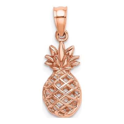 14K Rose Gold 3-D Pineapple Pendant