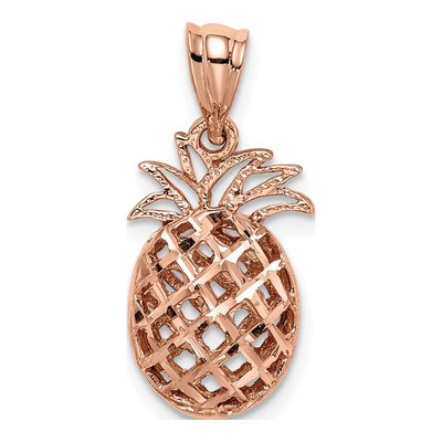 14K Rose Gold 3-D Pineapple Pendant – view 4