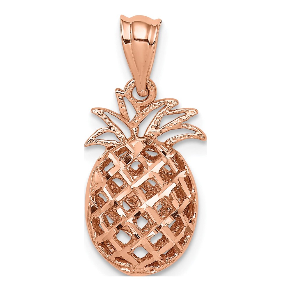 14K Rose Gold 3-D Pineapple Pendant