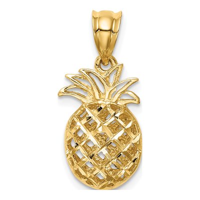14K Yellow Gold 3-D Pineapple Pendant – view 4