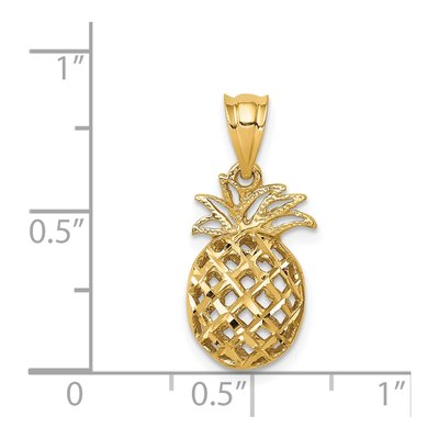 14K Yellow Gold 3-D Pineapple Pendant – view 5