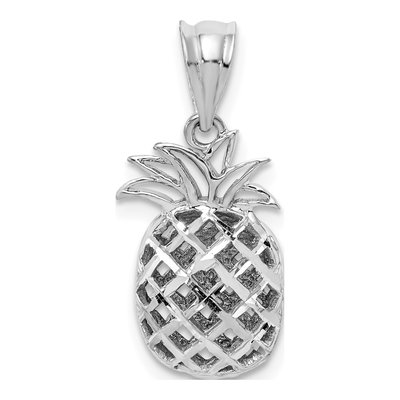 14K White Gold 3D Pineapple Pendant – view 4
