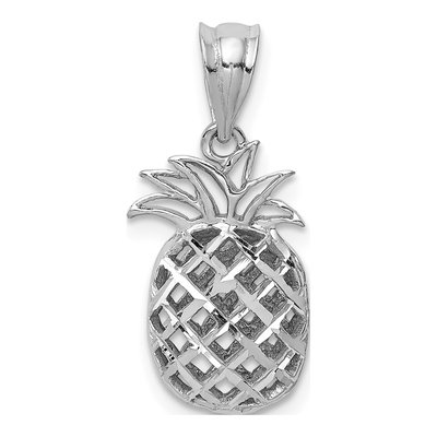 14K White Gold 3D Pineapple Pendant