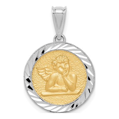 14K Two-Tone Gold Angel Pendant
