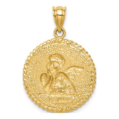 14K Yellow Gold Angel Round Pendant – view 4