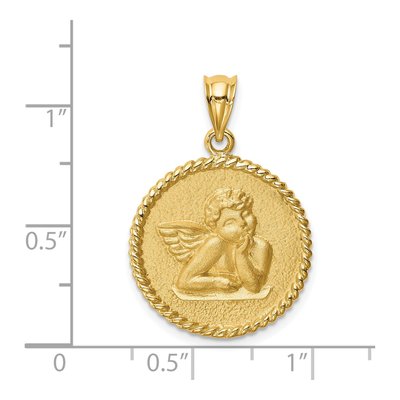 14K Yellow Gold Angel Round Pendant – view 5
