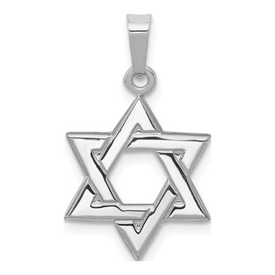 14K White Gold Star of David Pendant