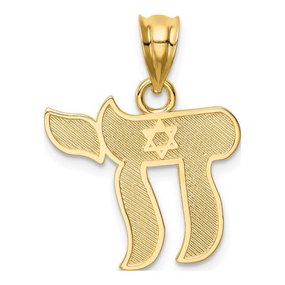 14K Yellow Gold Chai Star of David Pendant