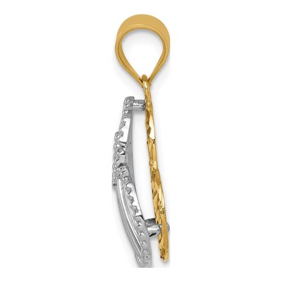 14K Two-Tone Gold Hollow Heart Pendant – view 3