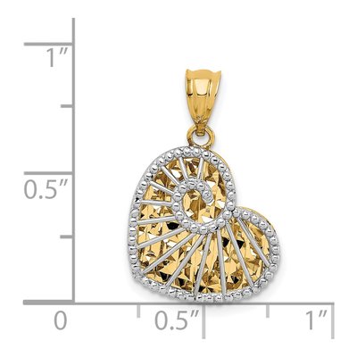 14K Two-Tone Gold Hollow Heart Pendant – view 5