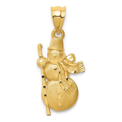 14K Yellow Gold Snowman Pendant
