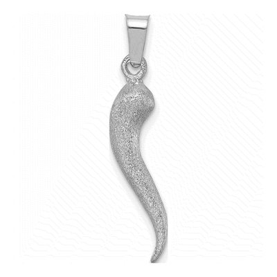 14K White Gold 3D Horn Pendant