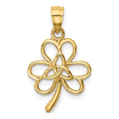 14K Yellow Gold Trinity Clover Pendant