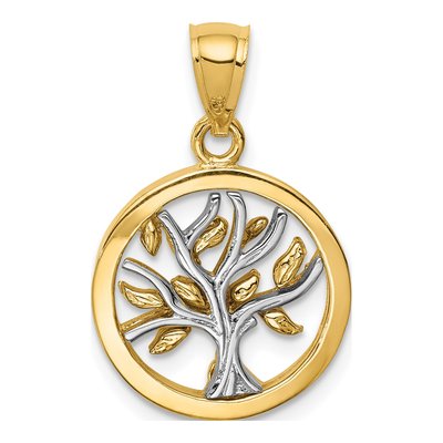14K Two-Tone Gold Tree of Life Pendant