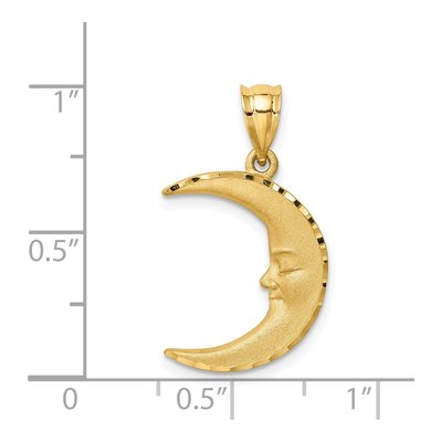 14K Yellow Gold Diamond-Cut Moon Pendant – view 3