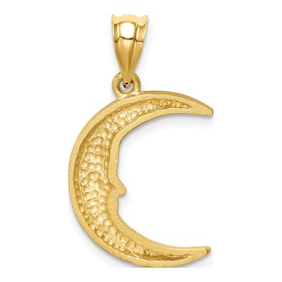 14K Yellow Gold Diamond-Cut Moon Pendant – view 4