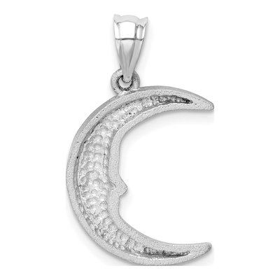 14K White Gold Diamond-Cut Moon Pendant – view 4