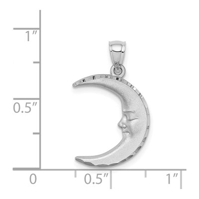 14K White Gold Diamond-Cut Moon Pendant – view 5
