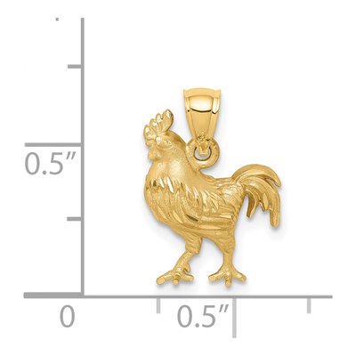 14K Yellow Gold Diamond-Cut Rooster Pendant – view 4