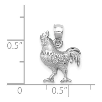 14K White Gold Diamond-Cut Rooster Pendant – view 5