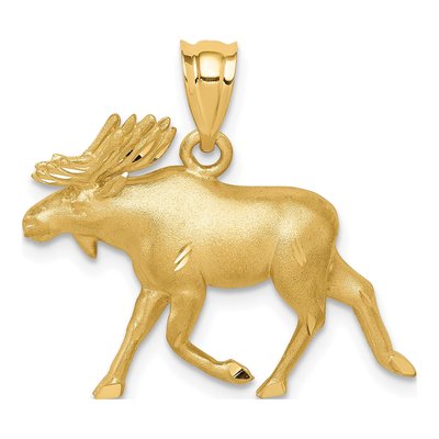 14K Yellow Gold Alaskan Moose Pendant