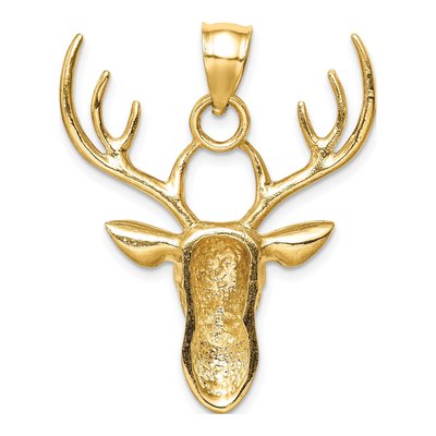 14K Yellow Gold Deer Head Pendant – view 4