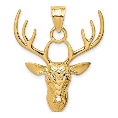 14K Yellow Gold Deer Head Pendant