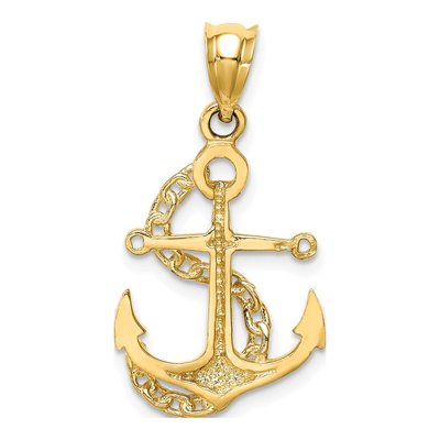 14K Yellow Gold Anchor Pendant – view 4