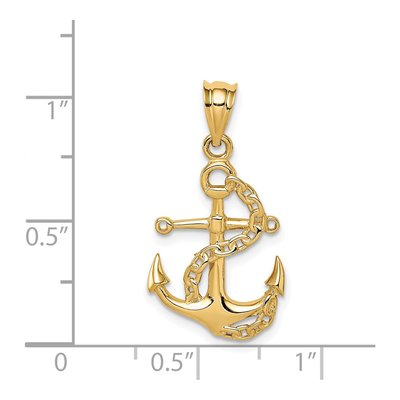 14K Yellow Gold Anchor Pendant – view 5