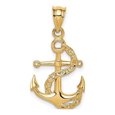 14K Yellow Gold Anchor Pendant