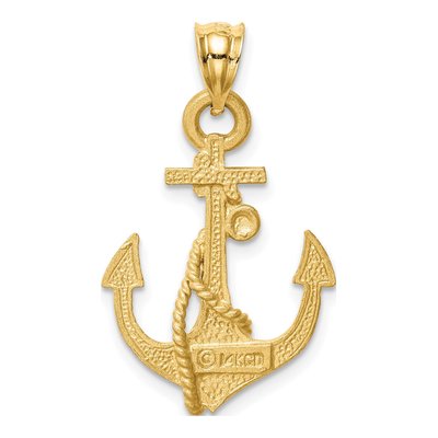 14K Yellow Gold Anchor Pendant – view 4