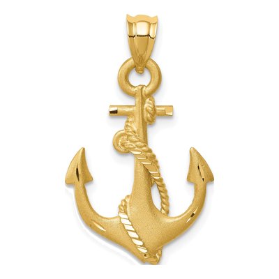 14K Yellow Gold Anchor Pendant