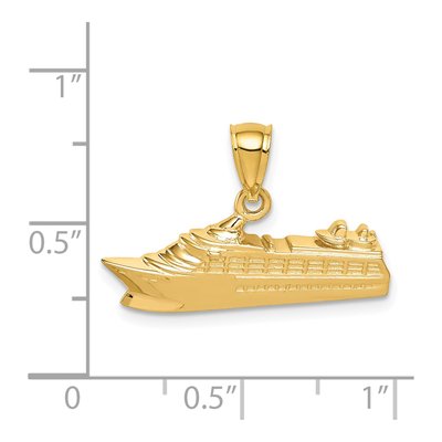 14K Yellow Gold Cruise Ship Pendant – view 5