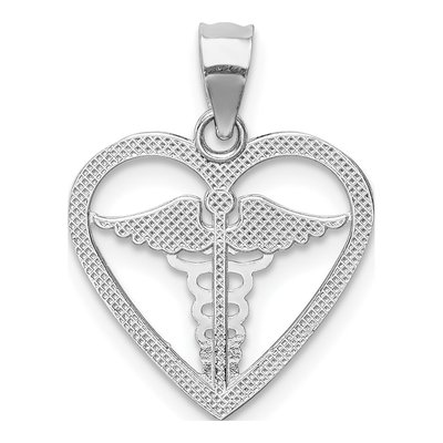 14K White Gold Medical Heart Pendant – view 4