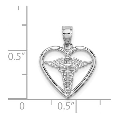 14K White Gold Medical Heart Pendant – view 5