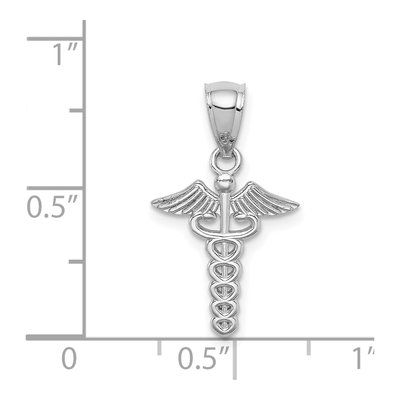 14K White Gold Caduceus Medical Symbol Pendant – view 5