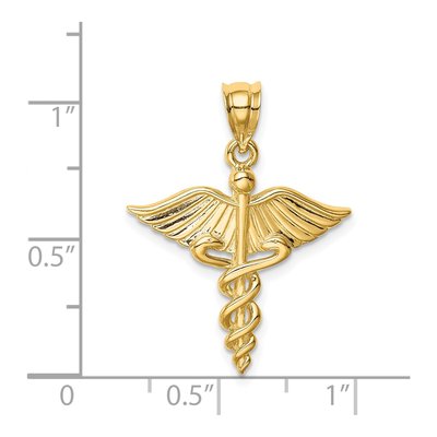 14K Yellow Gold Caduceus Medical Pendant – view 3