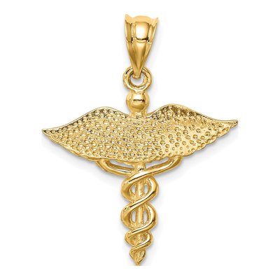 14K Yellow Gold Caduceus Medical Pendant – view 4