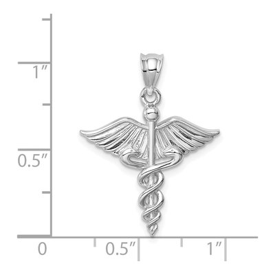 14K White Gold 3D Caduceus Medical Pendant – view 4