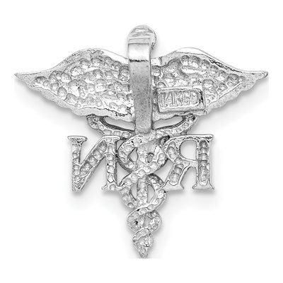 14K White Gold RN Registered Nurse Medical Slide Pendant – view 4
