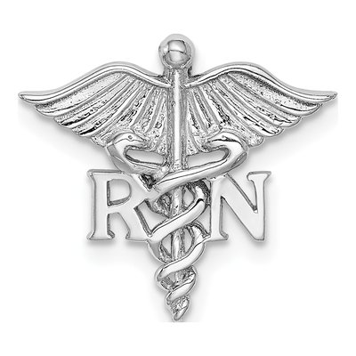 14K White Gold RN Registered Nurse Medical Slide Pendant