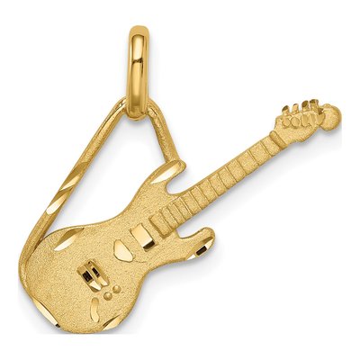 14K Yellow Gold Electric Guitar Pendant