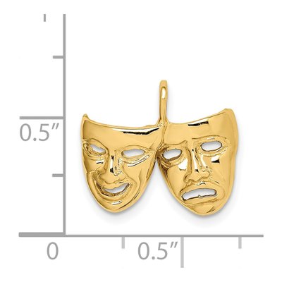 14K Yellow Gold Comedy Tragedy Theater Masks Pendant – view 5