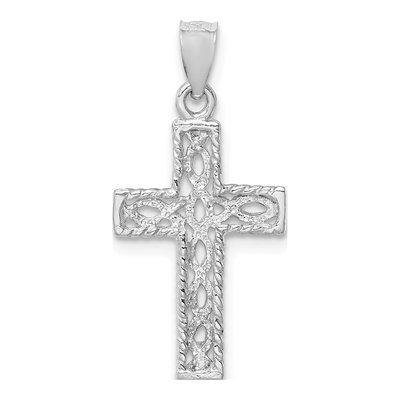14K White Gold Braided Cross Pendant – view 4