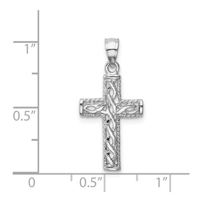 14K White Gold Braided Cross Pendant – view 5