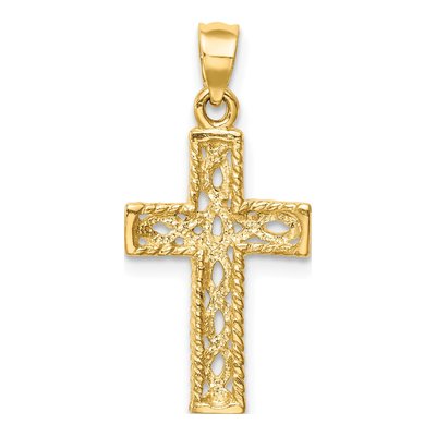 14K Yellow Gold Braided Cross Pendant – view 4